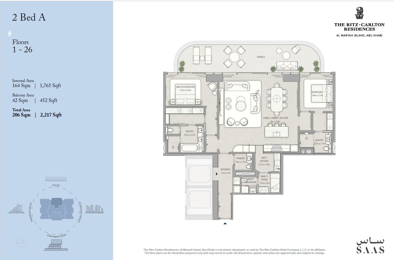 2 BR Type A floor plan