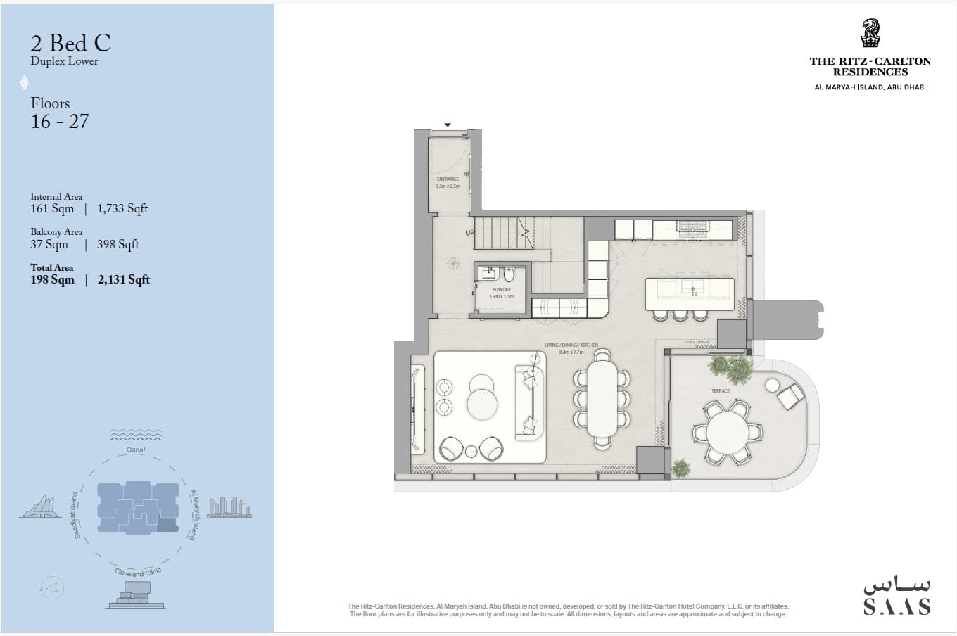 2 BR Type C Duplex (Lower) floor plan