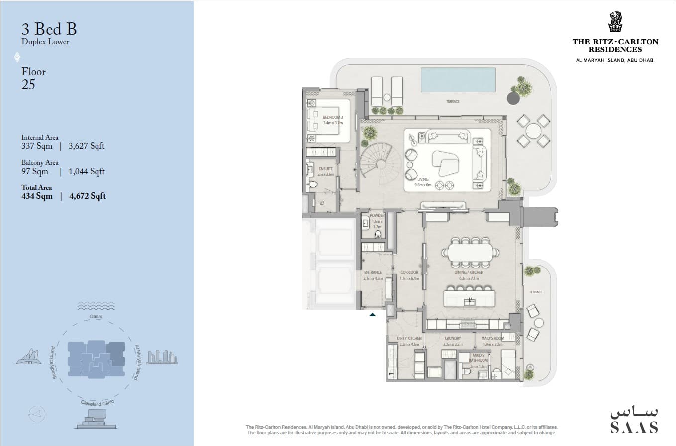 3 BR Type B Duplex (Lower) floor plan